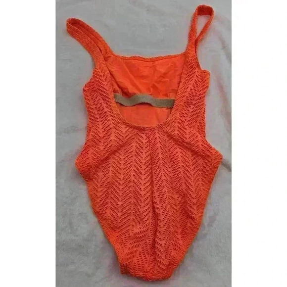Vtg 80s Catalina Women's Size 10 Neon Orange One-piece Swimsuit - Picture 2 of 7